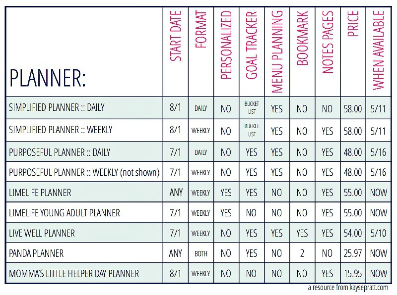 Planner Review At A Glance